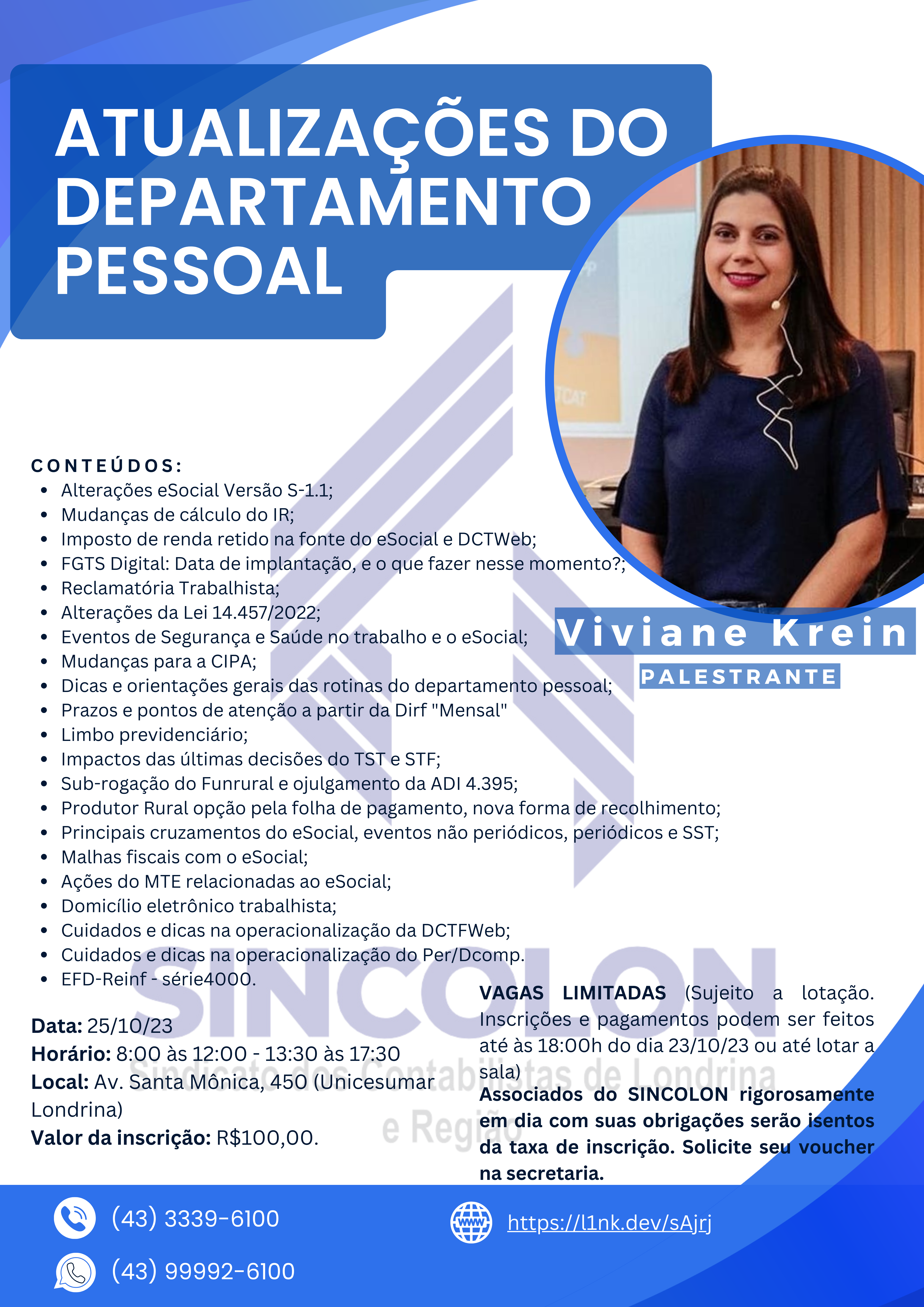 Curso - Atualizações do Departamento Pessoal com Viviane Krein